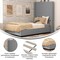 Merrick Lane Bramlett Modern Platform Bed - Gray Faux Linen - Queen - Padded Wingback Headboard - 6" Floor Clearance - Wood Support Slats - No Box Spring Needed